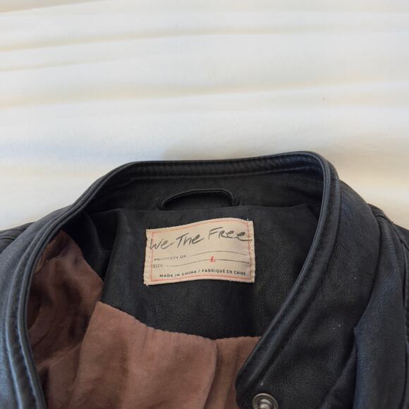 Free People Black Faux Leather Motto Jacket Size M - Picture 3 of 6